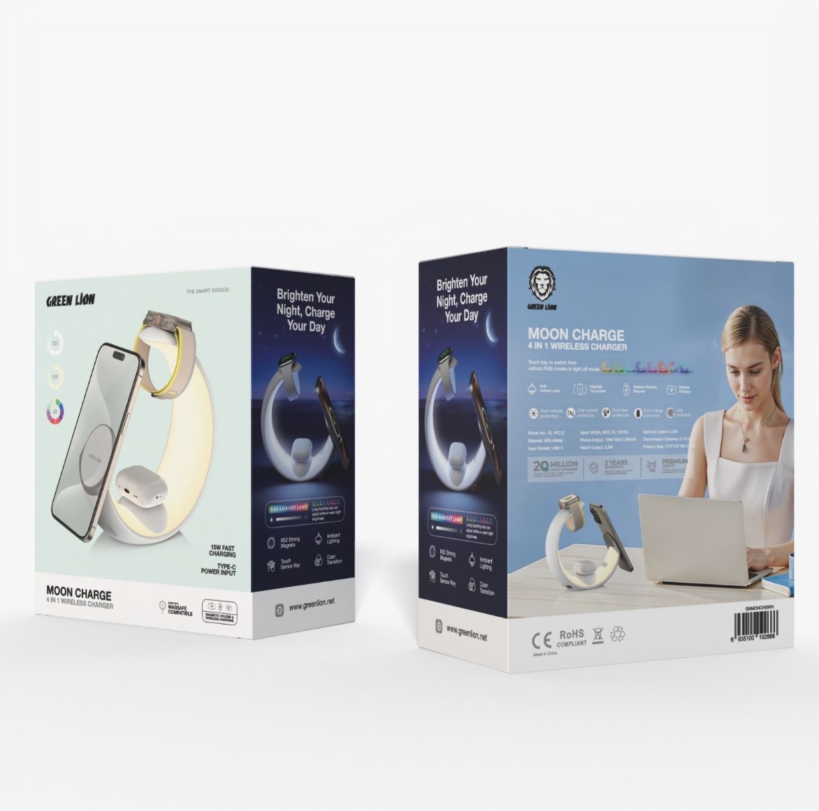 1_شارژر وایرلس 4 در 1 مون گرین لاین Moon Charge