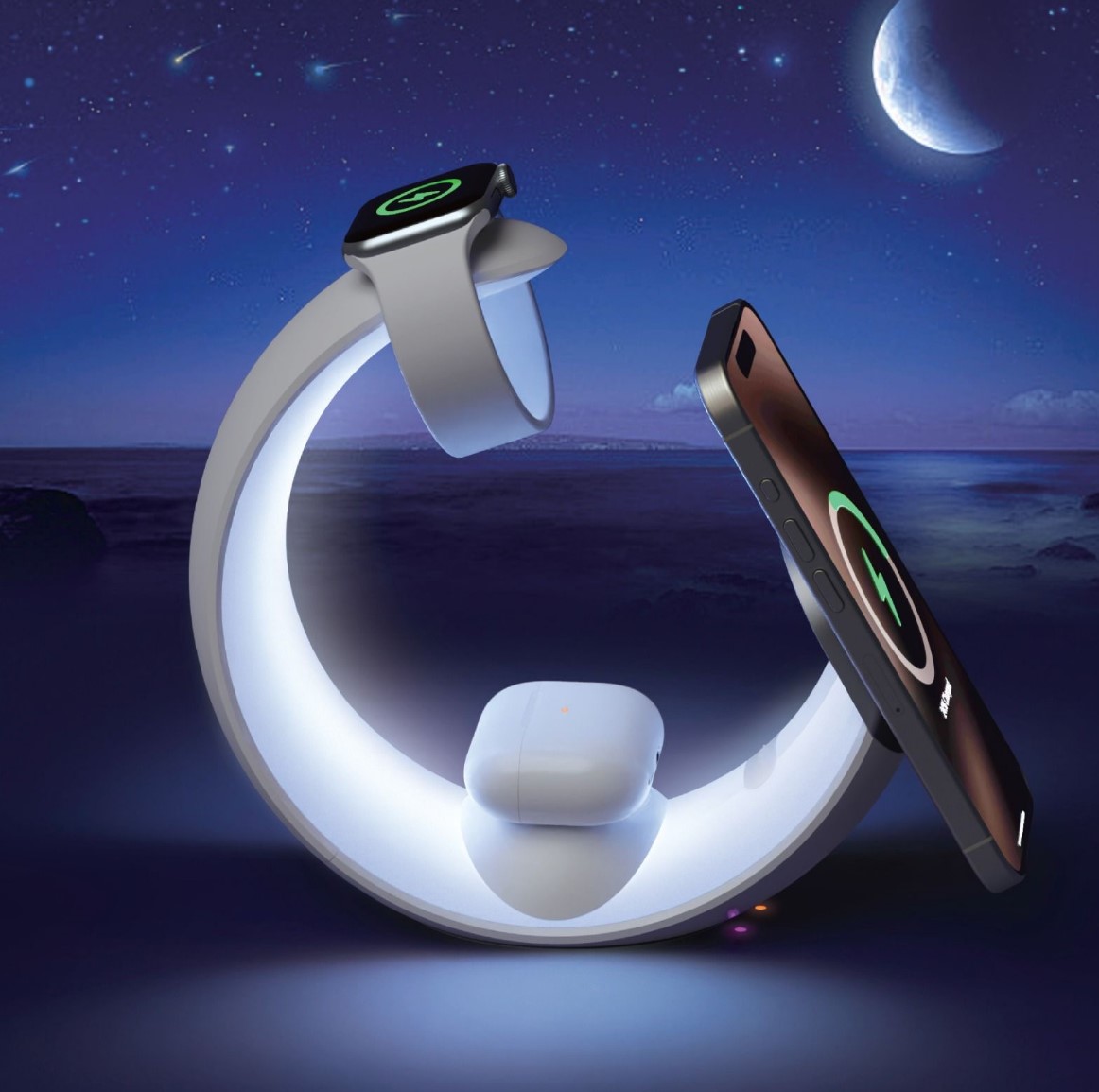 2_شارژر وایرلس 4 در 1 مون گرین لاین Moon Charge