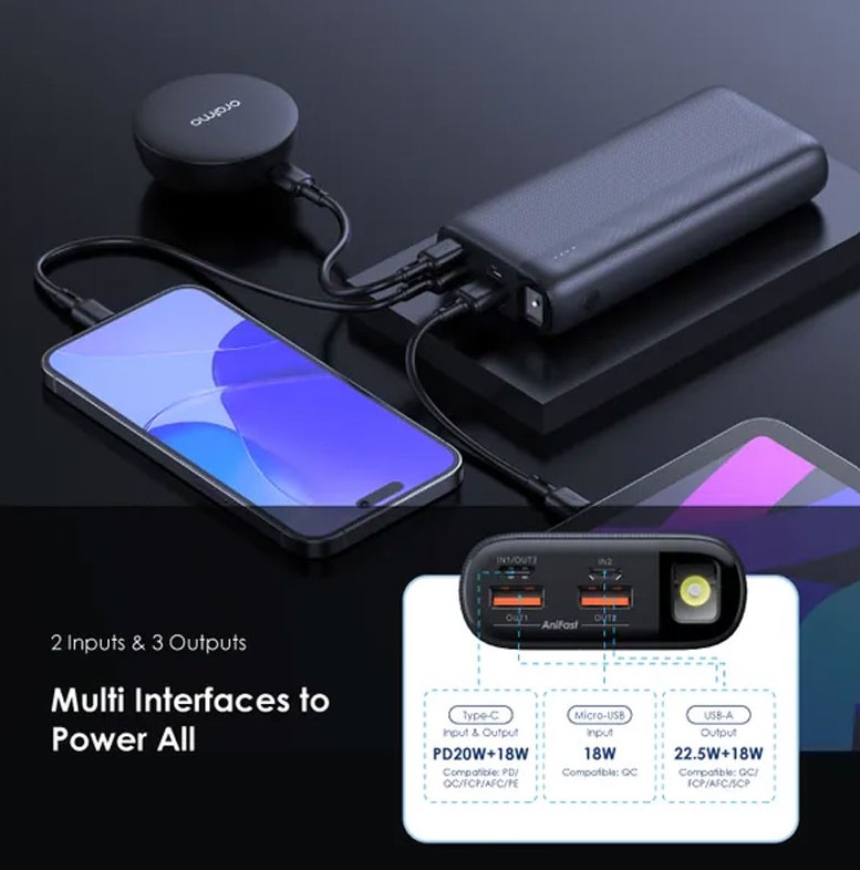 2_پاوربانک 20000 اورایمو 22.5 وات مدل OPB-7204q