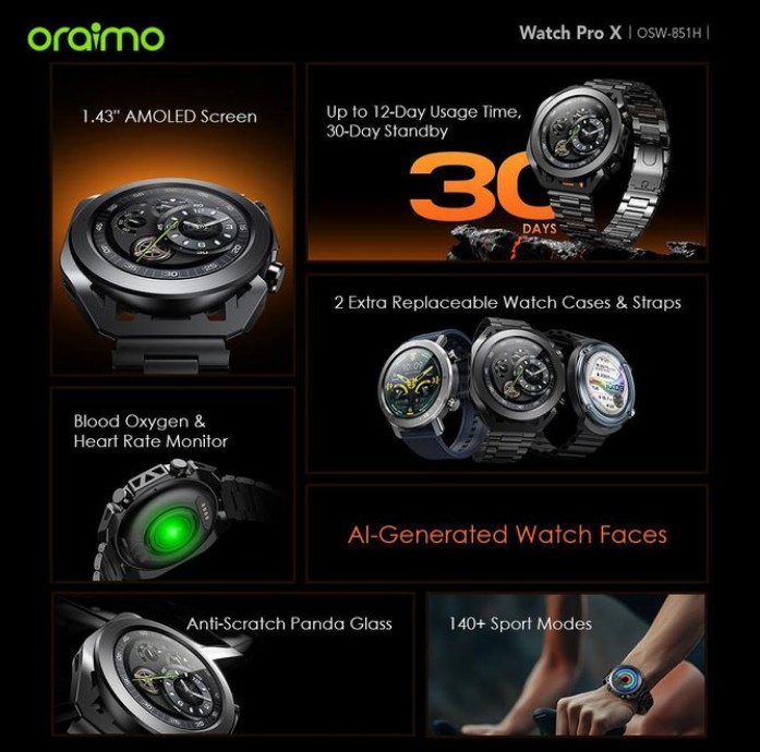 5_ساعت هوشمند اورایمو مدل Pro X OSW 851H