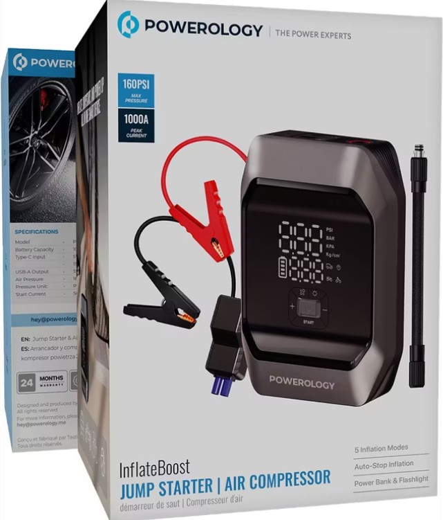 3_جامپ استارتر و پمپ باد قابل حمل پاورولوژی مدل Inflate Boost PWKF03M